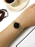 Buy Shop Daniel Wellington Classic Petite Evergold Black Dial Gold Mesh Bracelet Watch For Women - DW00100349 USA Online
