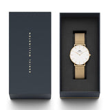 Buy Shop Daniel Wellington Classic Petite Evergold White Dial Gold Mesh Bracelet Watch For Women - DW00100346 USA Online
