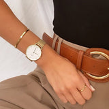 Buy Shop Daniel Wellington Classic Petite Evergold White Dial Gold Mesh Bracelet Watch For Women - DW00100346 USA Online