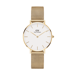 Buy Shop Daniel Wellington Classic Petite Evergold White Dial Gold Mesh Bracelet Watch For Women - DW00100350 USA Online