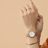 Buy Shop Daniel Wellington Classic Petite Melrose White Dial Rose Gold Mesh Bracelet Watch For Women - DW00100163 USA Online