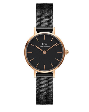 Buy Shop Daniel Wellington Classic Petite Pressed Ashfield Black Dial Black Mesh Bracelet Watch For Women - DW00100441 USA Online