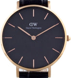 Buy Shop Daniel Wellington Classic Petite Reading Black Dial Black Leather Strap Watch For Women - DW00100167 USA Online