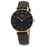 Buy Shop Daniel Wellington Classic Petite Reading Black Dial Black Leather Strap Watch For Women - DW00100167 USA Online
