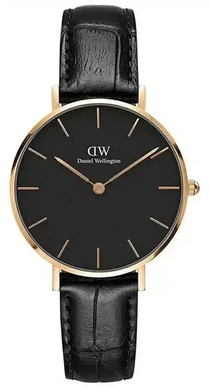 Buy Shop Daniel Wellington Classic Petite Reading Black Dial Black Leather Strap Watch For Women - DW00100167 USA Online