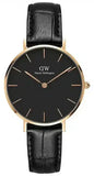 Buy Shop Daniel Wellington Classic Petite Reading Black Dial Black Leather Strap Watch For Women - DW00100167 USA Online