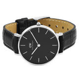 Buy Shop Daniel Wellington Classic Petite Reading Black Dial Black Leather Strap Watch For Women - DW00100179 USA Online
