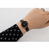 Buy Shop Daniel Wellington Classic Petite Reading Black Dial Black Leather Strap Watch For Women - DW00100223 USA Online