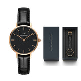 Buy Shop Daniel Wellington Classic Petite Reading Black Dial Black Leather Strap Watch For Women - DW00100223 USA Online