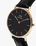 Buy Shop Daniel Wellington Classic Petite Reading Black Dial Black Leather Strap Watch For Women - DW00100223 USA Online