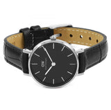 Buy Shop Daniel Wellington Classic Petite Reading Black Dial Black Leather Strap Watch For Women - DW00100235 USA Online