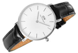 Buy Shop Daniel Wellington Classic Petite Reading White Dial Black Leather Strap Watch For Women - DW00100185 USA Online