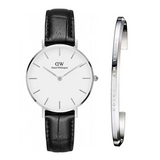 Buy Shop Daniel Wellington Classic Petite Reading White Dial Black Leather Strap Watch For Women - DW00100185 USA Online