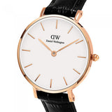 Buy Shop Daniel Wellington Classic Petite Reading White Dial Black Leather Strap Watch For Women - DW00100229 USA Online