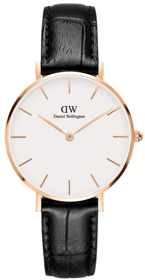Buy Shop Daniel Wellington Classic Petite Reading White Dial Black Leather Strap Watch For Women - DW00100229 USA Online