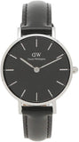 Buy Shop Daniel Wellington Classic Petite Sheffield Black Dial Black Leather Strap Watch For Women - DW00100236 USA Online