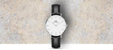 Buy Shop Daniel Wellington Classic Petite Sheffield White Dial Black Leather Strap Watch For Women - DW00100186 USA Online