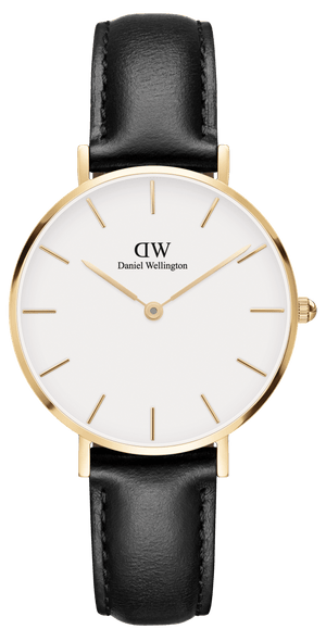 Buy Shop Daniel Wellington Classic Petite Sheffield White Dial Black Leather Strap Watch For Women - DW00100230 USA Online