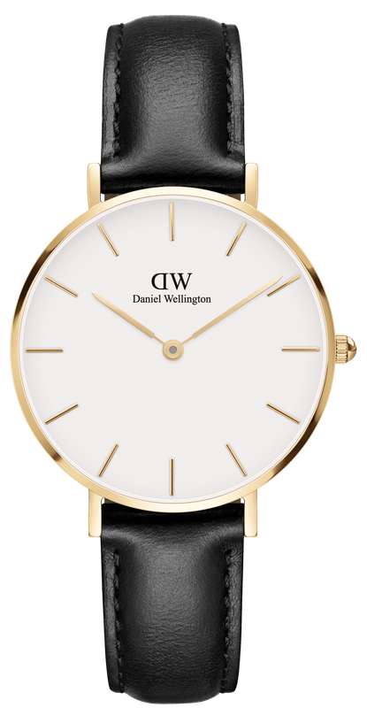 Buy Shop Daniel Wellington Classic Petite Sheffield White Dial Black Leather Strap Watch For Women - DW00100230 USA Online