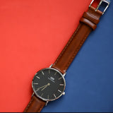Buy Shop Daniel Wellington Classic Petite St Mawes Black Dial Brown Leather Strap Watch For Women - DW00100181 USA Online