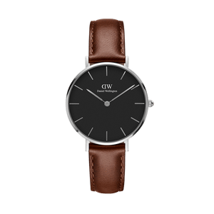 Buy Shop Daniel Wellington Classic Petite St Mawes Black Dial Brown Leather Strap Watch For Women - DW00100237 USA Online