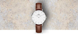 Buy Shop Daniel Wellington Classic Petite St Mawes White Dial Brown Leather Strap Watch For Women - DW00100187 USA Online