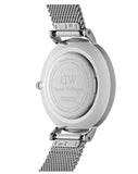 Buy Shop Daniel Wellington Classic Petite Sterling Black Dial Silver Mesh Bracelet Watch For Women - DW00100162 USA Online
