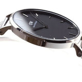 Buy Shop Daniel Wellington Classic Petite Sterling Black Dial Silver Mesh Bracelet Watch For Women - DW00100162 USA Online