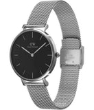 Buy Shop Daniel Wellington Classic Petite Sterling Black Dial Silver Mesh Bracelet Watch For Women - DW00100162 USA Online