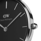 Buy Shop Daniel Wellington Classic Petite Sterling Black Dial Silver Mesh Bracelet Watch For Women - DW00100162 USA Online