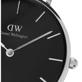 Buy Shop Daniel Wellington Classic Petite Sterling Black Dial Silver Mesh Bracelet Watch For Women - DW00100162 USA Online