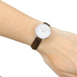 Buy Shop Daniel Wellington Classic Petite White Dial Brown Leather Strap Watch For Women - DW00100239 USA Online