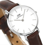 Buy Shop Daniel Wellington Classic Petite White Dial Brown Leather Strap Watch For Women - DW00100239 USA Online