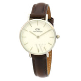Buy Shop Daniel Wellington Classic Petite White Dial Brown Leather Strap Watch For Women - DW00100239 USA Online
