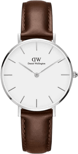 Buy Shop Daniel Wellington Classic Petite White Dial Brown Leather Strap Watch For Women - DW00100239 USA Online