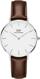 Buy Shop Daniel Wellington Classic Petite White Dial Brown Leather Strap Watch For Women - DW00100239 USA Online