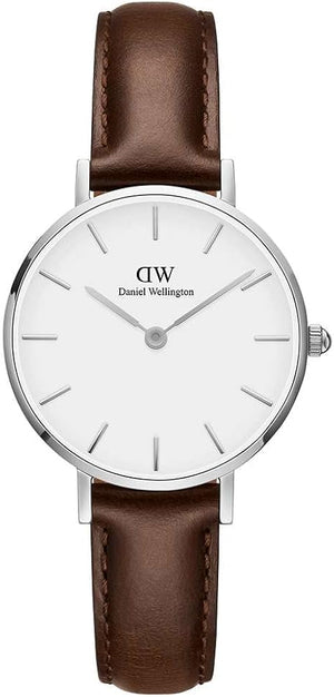 Buy Shop Daniel Wellington Classic Petite White Dial Brown Leather Strap Watch For Women - DW00100239 USA Online