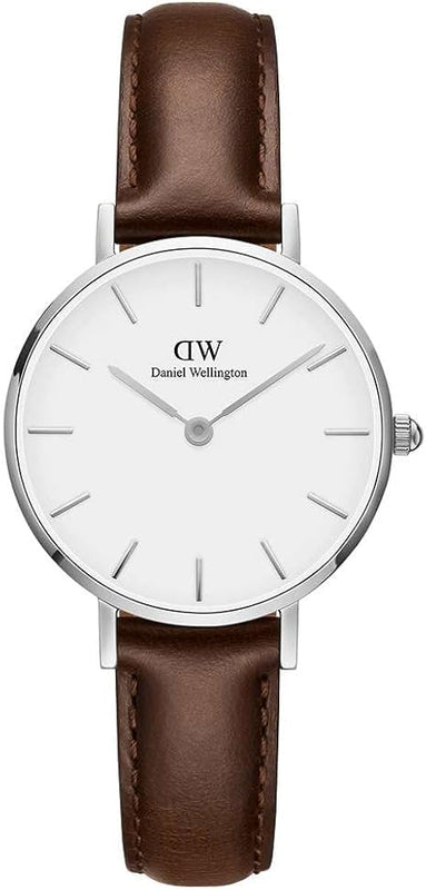 Buy Shop Daniel Wellington Classic Petite White Dial Brown Leather Strap Watch For Women - DW00100239 USA Online