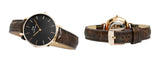 Buy Shop Daniel Wellington Classic Petite York Black Dial Brown Leather Strap Watch For Women - DW00100170 USA Online