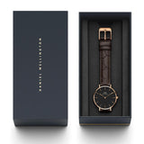 Buy Shop Daniel Wellington Classic Petite York Black Dial Brown Leather Strap Watch For Women - DW00100170 USA Online