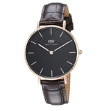 Buy Shop Daniel Wellington Classic Petite York Black Dial Brown Leather Strap Watch For Women - DW00100170 USA Online