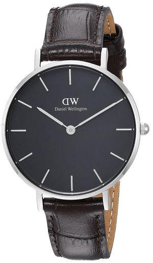 Buy Shop Daniel Wellington Classic Petite York Black Dial Brown Leather Strap Watch For Women - DW00100182 USA Online