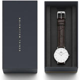 Buy Shop Daniel Wellington Classic Petite York White Dial Black Leather Strap Watch For Women - DW00100188 USA Online