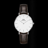 Buy Shop Daniel Wellington Classic Petite York White Dial Black Leather Strap Watch For Women - DW00100188 USA Online