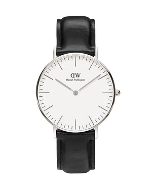 Buy Shop Daniel Wellington Classic Petite York White Dial Black Leather Strap Watch For Women - DW00100188 USA Online