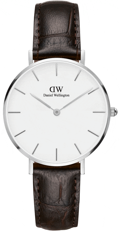 Buy Shop Daniel Wellington Classic Petite York White Dial Black Leather Strap Watch For Women - DW00100188 USA Online