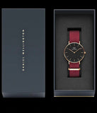 Buy Shop Daniel Wellington Classic Roselyn Black Dial Maroon Nylon Strap Watch For Women - DW00100273 USA Online