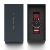 Buy Shop Daniel Wellington Classic Roselyn Black Dial Maroon Nylon Strap Watch For Women - DW00100273 USA Online