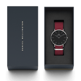 Buy Shop Daniel Wellington Classic Roselyn Black Dial Maroon Nylon Strap Watch For Women - DW00100274 USA Online