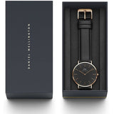 Daniel Wellington Classic Sheffield Black Dial Black Leather Strap Watch For Men - DW00100127